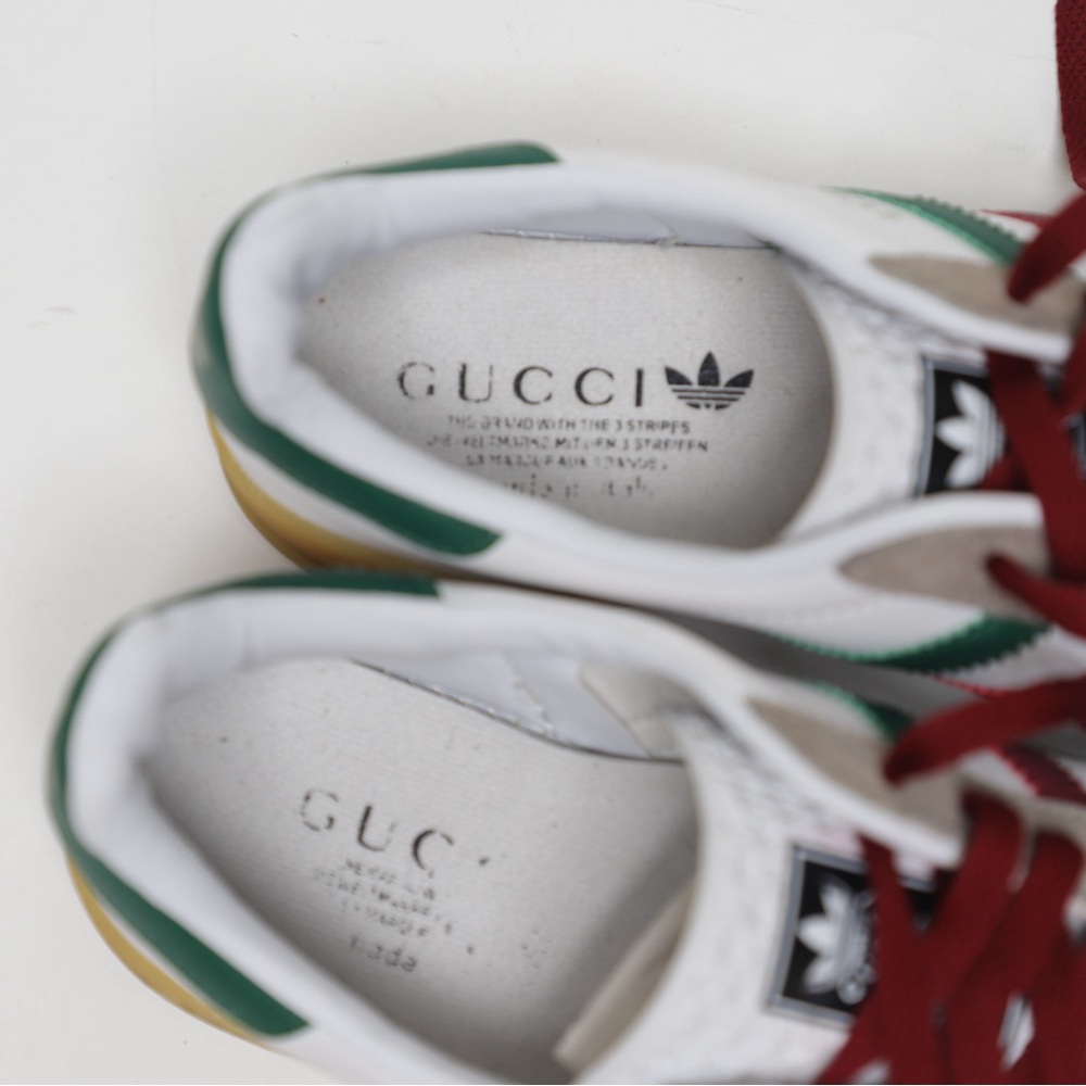 Authentic Gucci x Adidas Gazelle Sneakers White Green Red - Picture 12 of 16